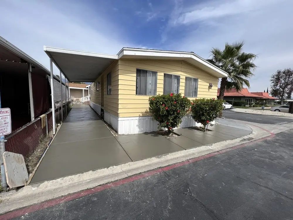 Finished concrete side driveway