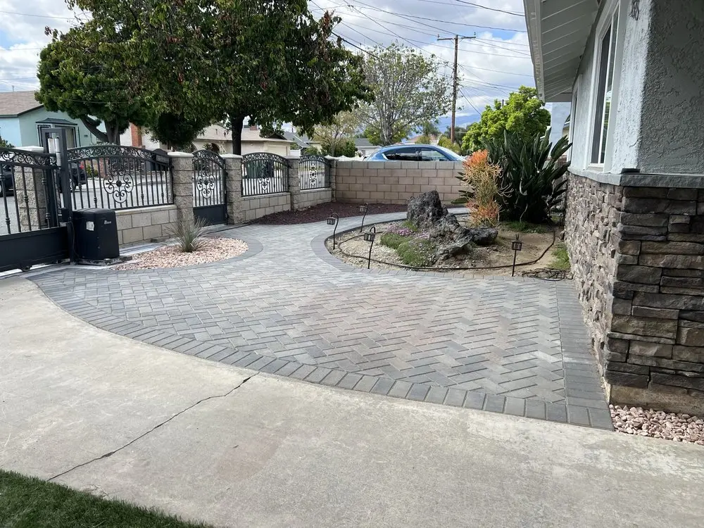 Paver driveway and front entry